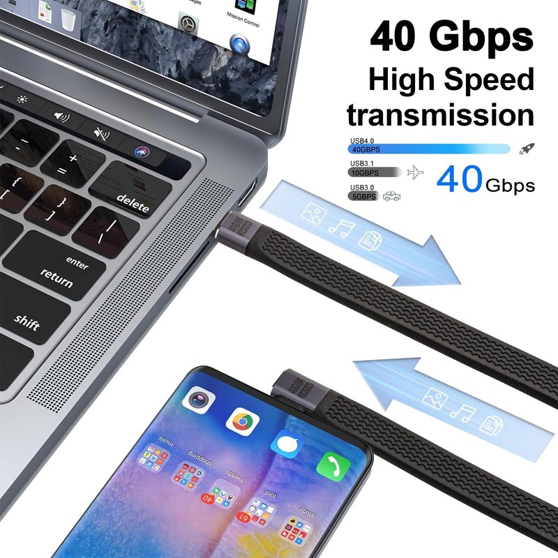 Short USB C Cable 90 Degree (5 inch), 240W Short USB to USB C Cable Right Ang... gallery