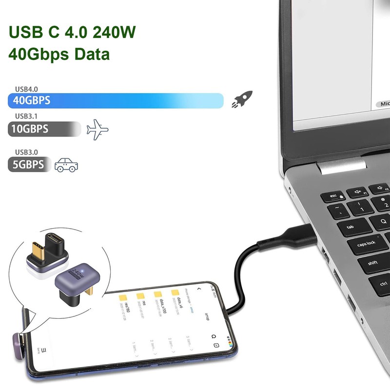 240W USB 180 Adapter U Shape C 4 Male to Female 40Gbps Connector for Thunderbolt gallery