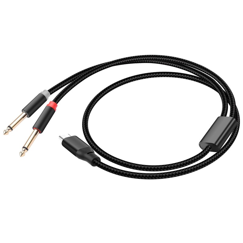 JASDZKJ USB to 1/4″ inch Y Splitter Cable, to Dual 6.35mm TS Stereo Aux Cord …