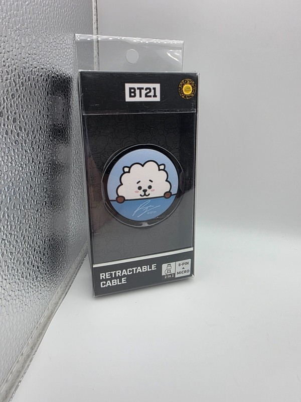 BT21 RJ Retractable Cable 2 in 1 for iPhone & Micro USB LINE Friends BTS Kpop gallery