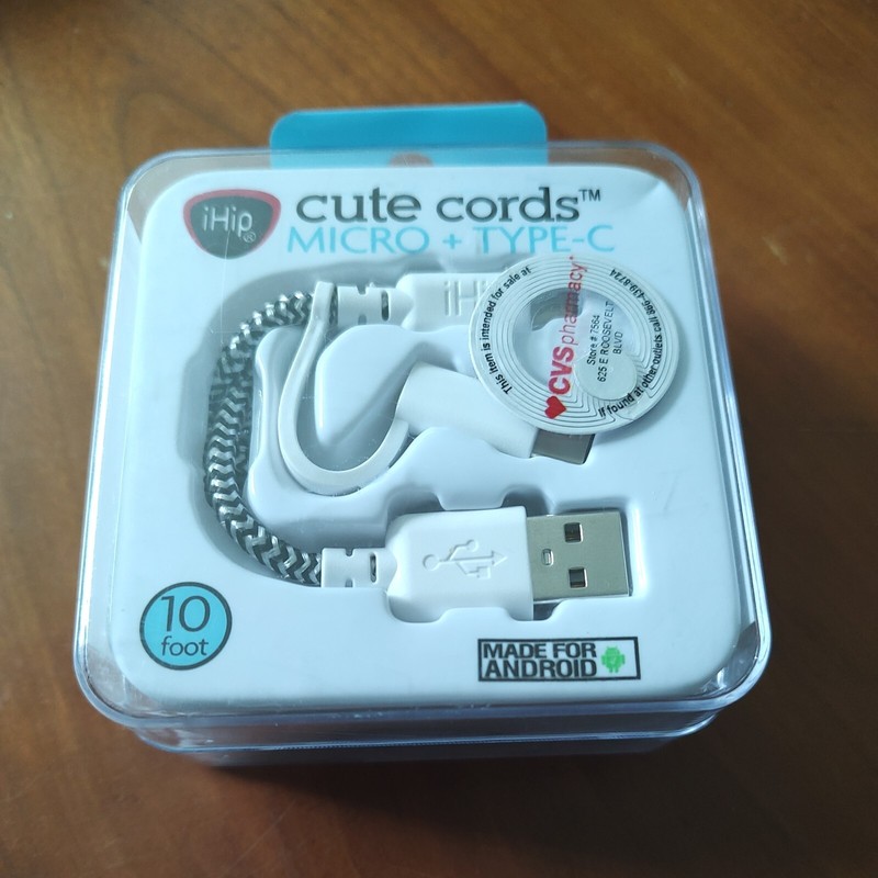 New iHip Micro + Lighting Cute Cords 10 Feet For iPad For Android sealed gift