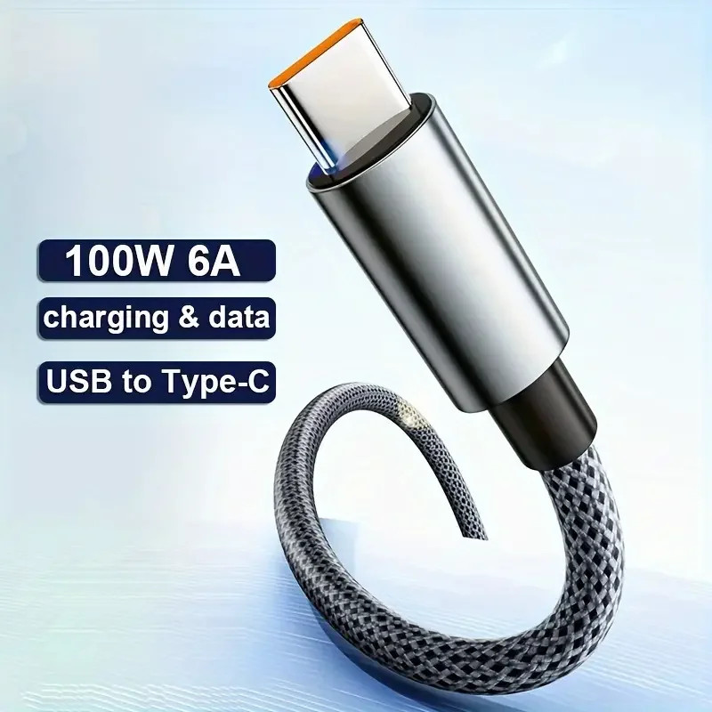 100W 6A Fast Charging Data Cord USB To Type C Aluminum Alloy Nylon Braided For S gallery