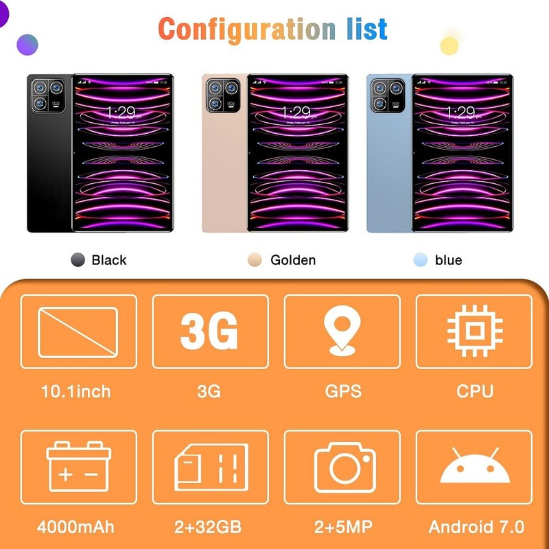 10.1 inch Pad6Max Tablet MTK6735 Quad-core 2GB RAM 32GB ROM Dual SIM 4000mAh Bat gallery