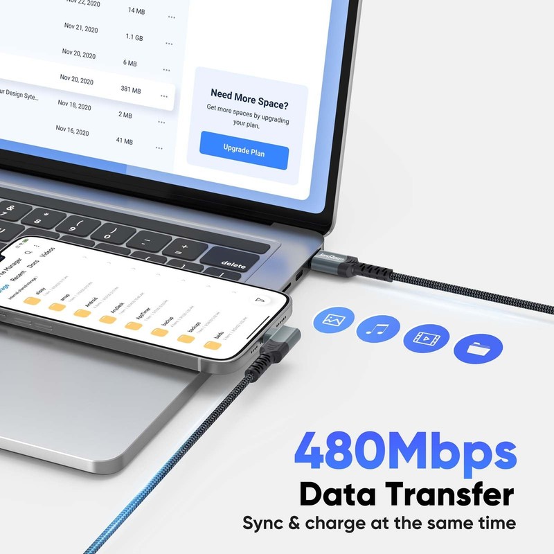 15ft USB C Cable Right Angle, 3A Fast Charging 90 Degree Cord Long USB to Type C gallery
