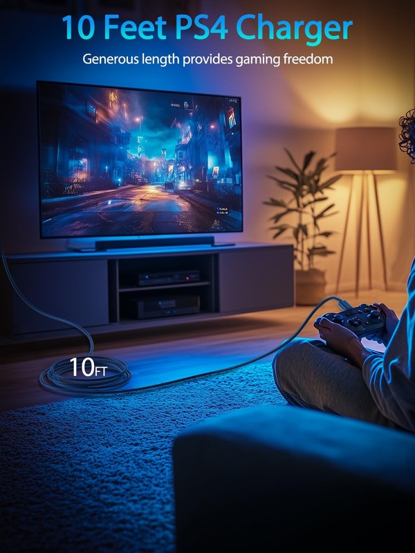 10ft PS4 Controller Charging Cable Compatible with Xbox One ,PS4 Charger Cord gallery
