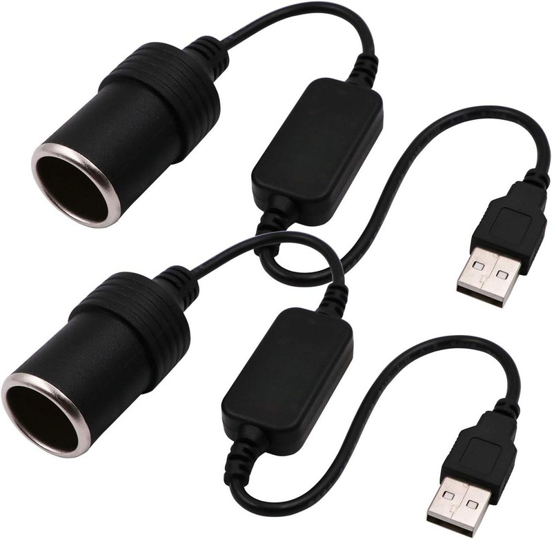 Durable 2-Pack USB to Car Cigarette Lighter Socket Adapters - Travel-Friendly gallery