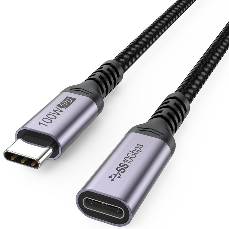 DteeDck USB C Extension Cable 6.6ft, 4K@60Hz Video/10Gbps Data Transfer/100W C