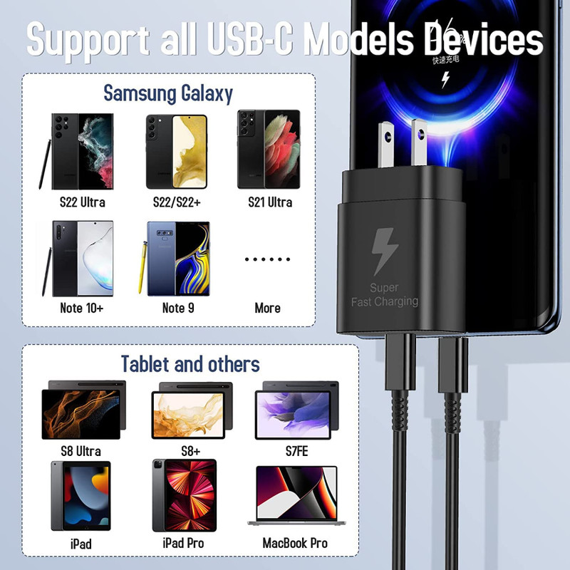 25W Type USB-C Super Fast Wall Charger+6FT Cable For Samsung Galaxy WHOLESALE gallery
