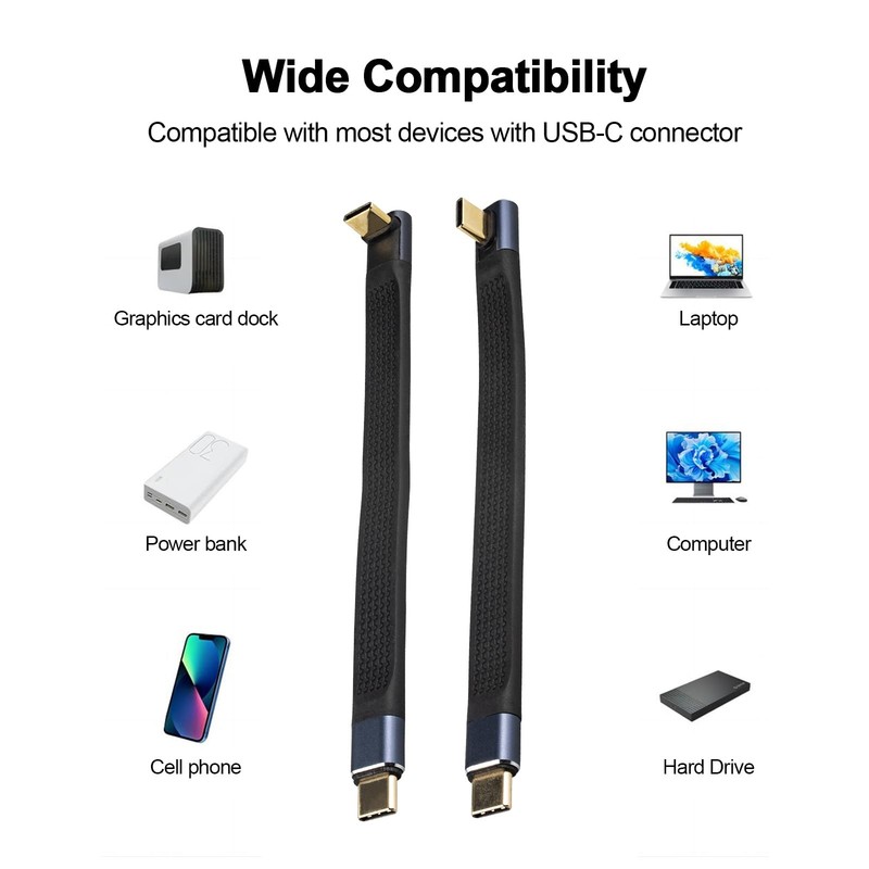 Short USB C Cable 90 Degree (5 inch), 240W Short USB to USB C Cable Right Ang... gallery
