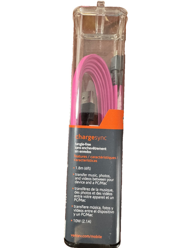 Ventev ChargeSync Micro-USB Flat Cable Tangle-Free - 6' - Pink gallery