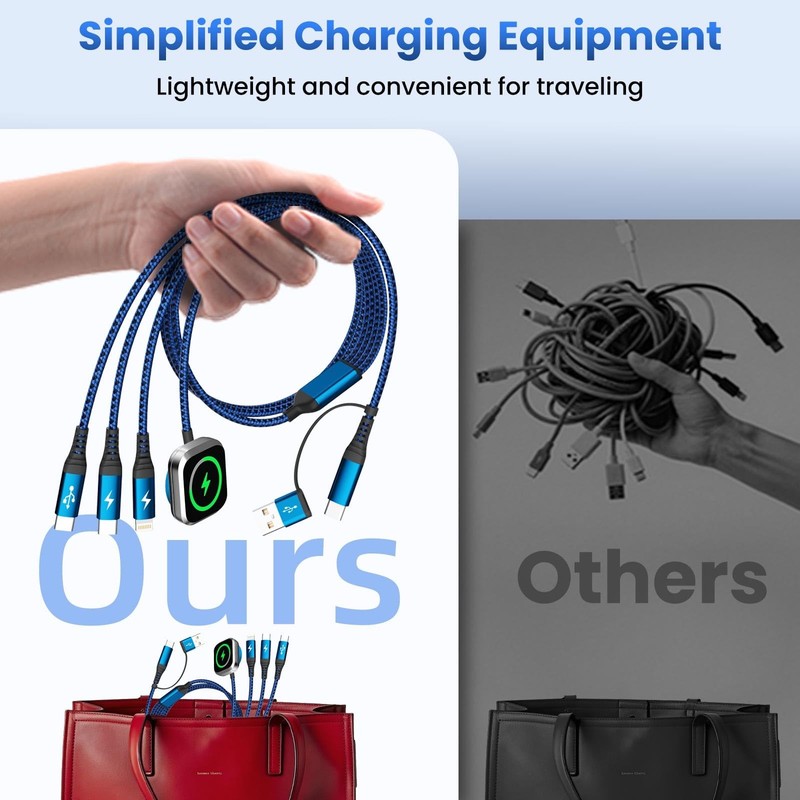 Multi Charging Cable for iPhone Watch Charger, 4 in 2 USB A/C Phone Charger C... gallery
