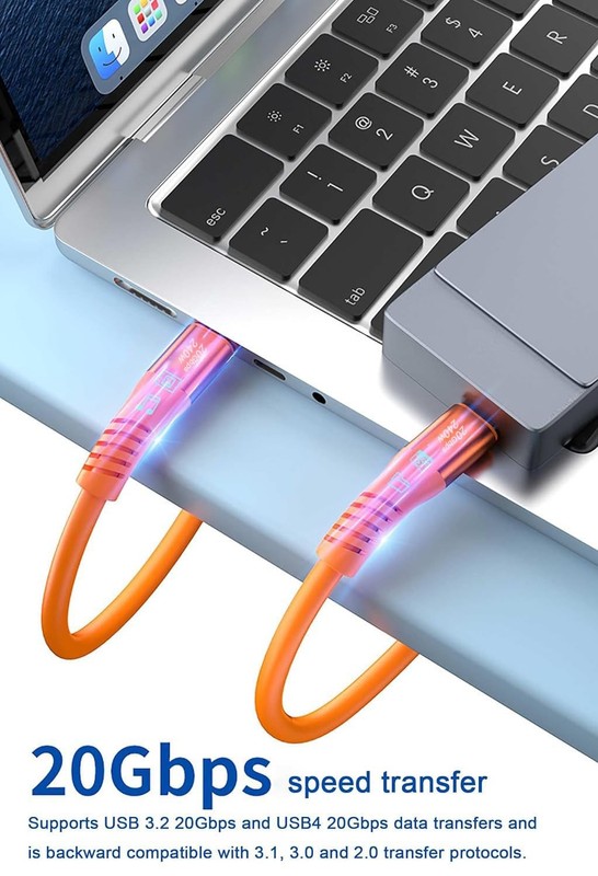 240W USB C to USB C Cable Silicone 6.6FT, USB 3.2 Gen 2 Fast Charging Cable 2... gallery