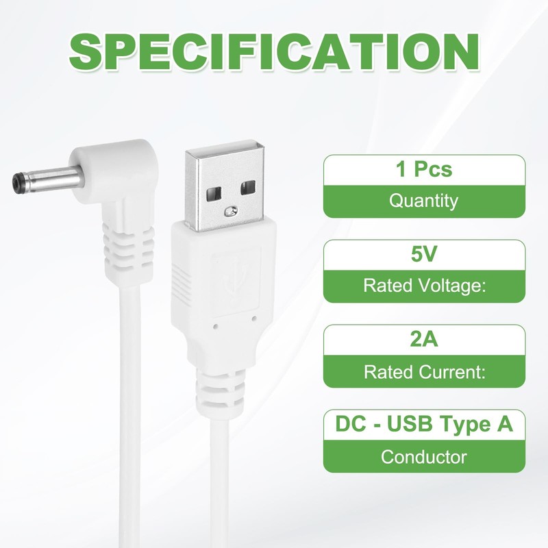 3.3ft USB A to DC, L-Shaped Head Power Connector Cable USB to DC 5V Power Cab... gallery