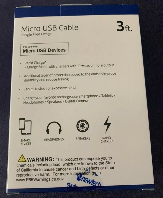 Lot of 4 Newtech Micro White USB Cables 3ft. Tangle Free Design NIB gallery