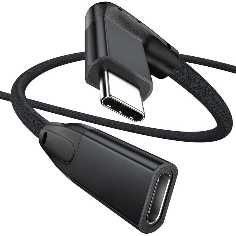Right Angle USB C Extension Cable 10Ft Male to Female Extender Cord