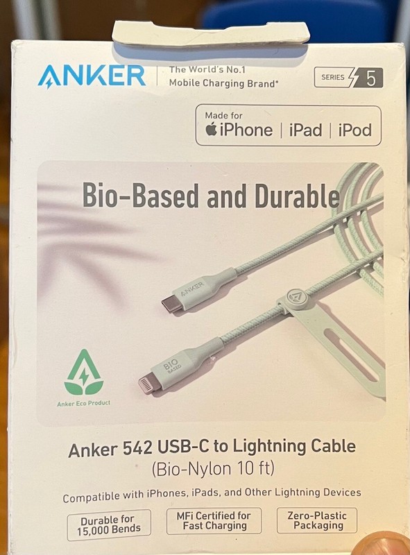 Anker 542 USB-C to 8-Pin Cable (Bio-Nylon 10ft) FOR iPhone iPad – Green