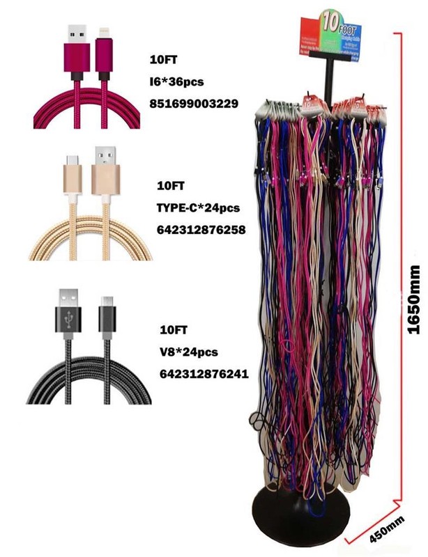 LONG 10 FOOT MICRO USB ANDROID CELL PHONE CHARGER CORD cellular charging plug