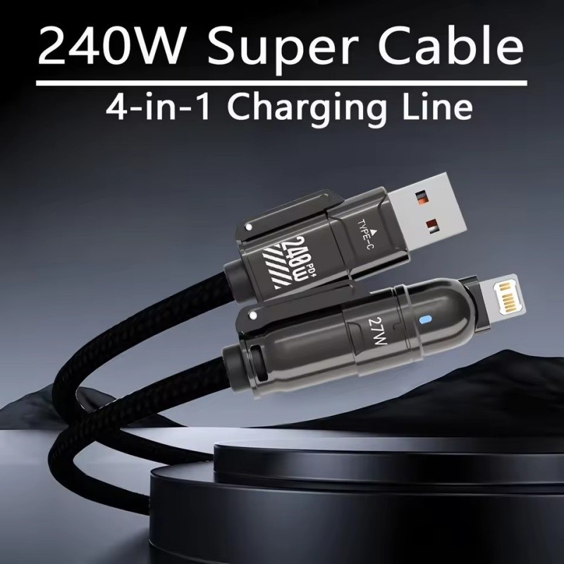 240W Fast Charging 4 in1 USB C Cable Cable Multi Charger Cord for iPhone Samsung gallery
