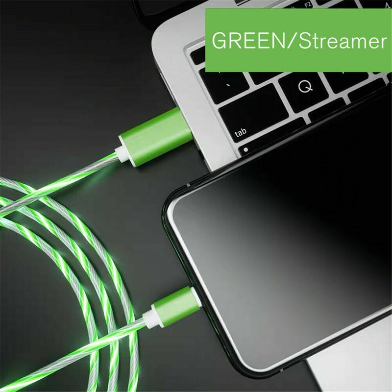 Flowing LED Light Up Charging Cable USB Android Charger Type C Phone For Samsung gallery