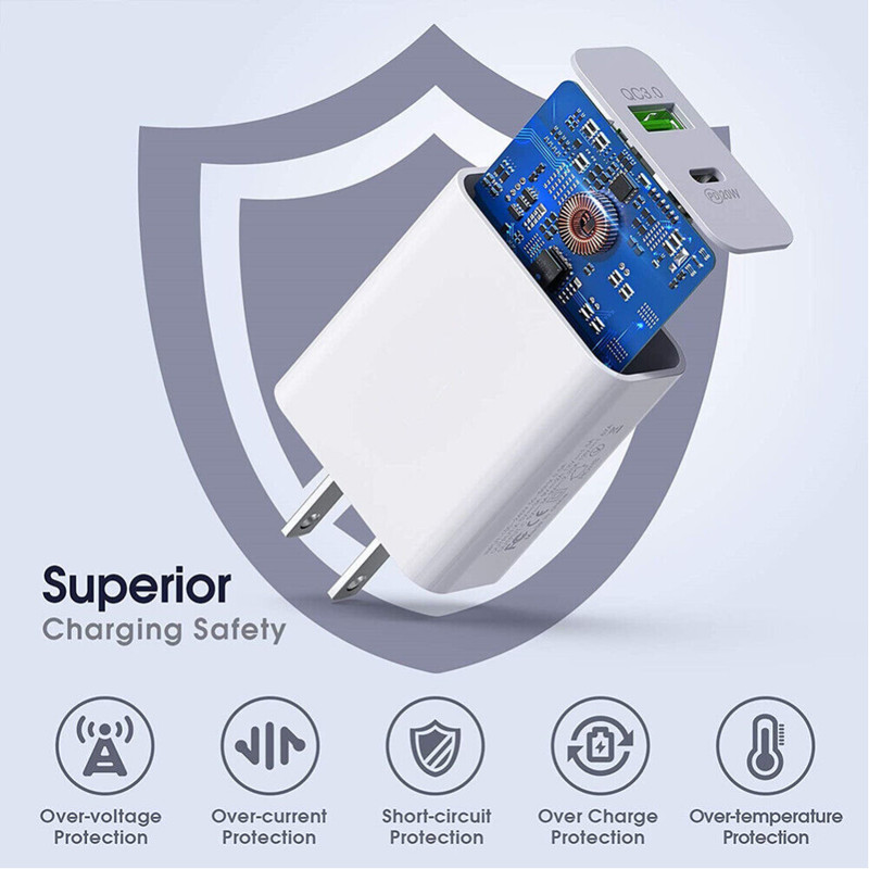 90 Degree USB Type-C Cable PD 20W QC3.0 Fast Charger Adapter Charger Cord 3/6Ft gallery