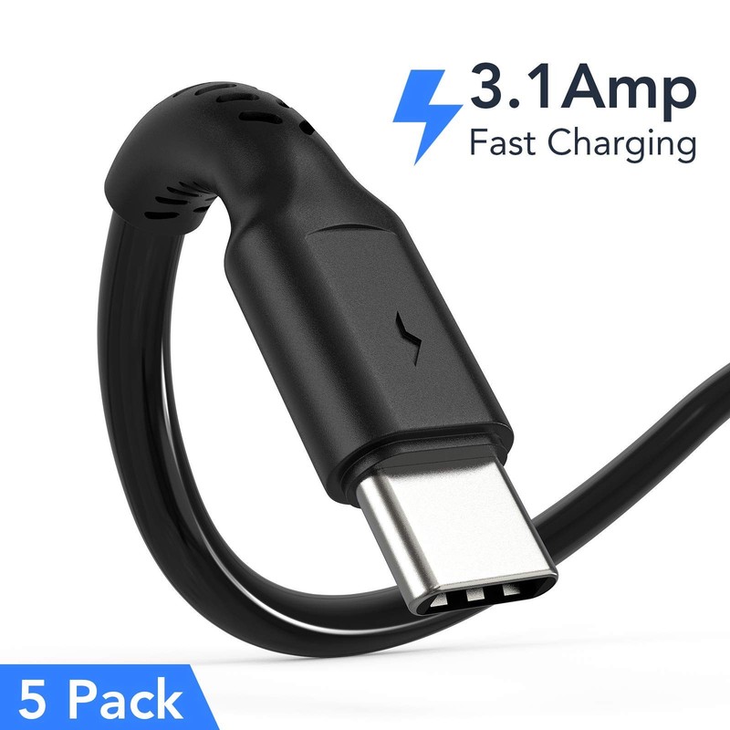 6 inch Short Fast Charging Cord, 5 Pack Durable USB A to 0.5 Feet, Black gallery