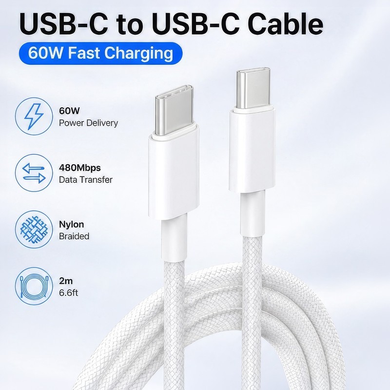 3-Pack 60W USB-C to USB-C Cable 6.6ft Fast Charger For Apple iPhone15/16/17/iPad gallery