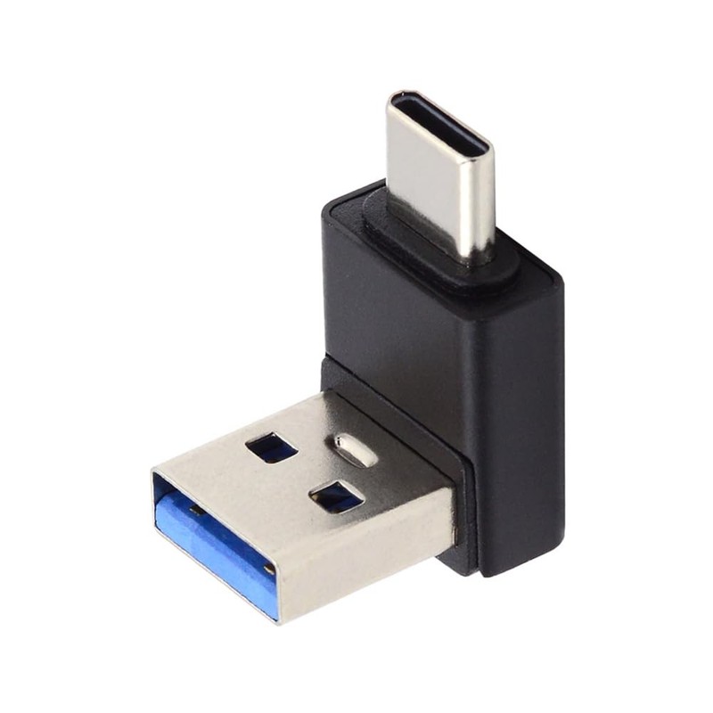 USB 3.0 Type A to USB 3.1 Type C Adapter 10Gbps Up Angled 90 Degree Charge