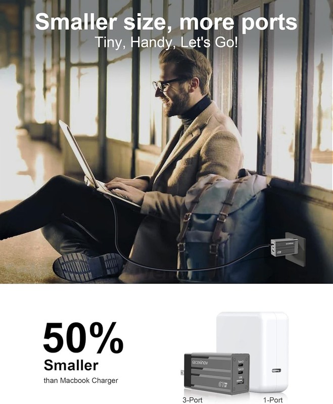 Type C Charger Fast Charging Brick 67W USB C Charger, 3-Port Compact and Fold... gallery