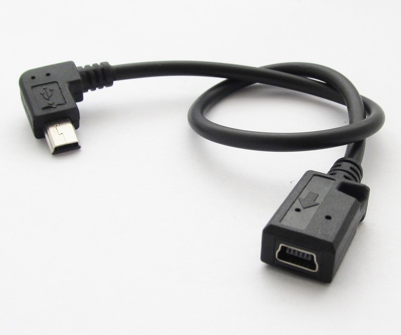 4pcs 1ft/0.3m Mini 5pin USB Male To Female Right Angle Data and Charge Cable gallery