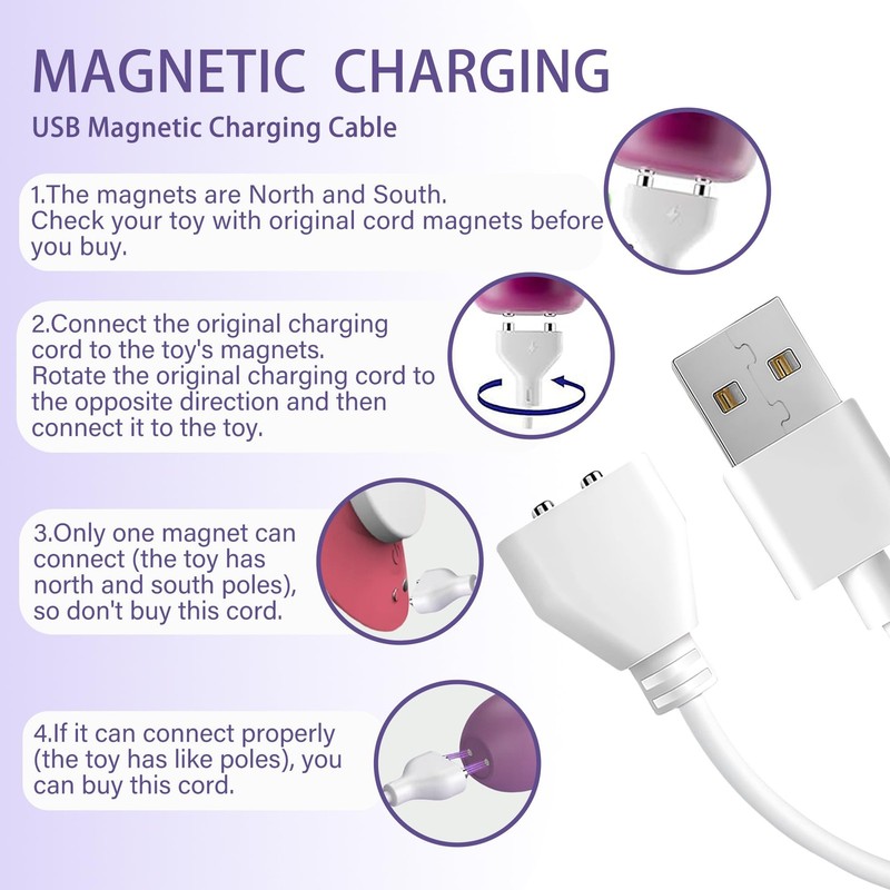 2 PCS Vibrator Charger DC Charging Cable Magnetic USB & 2.5mm Charger Set for... gallery