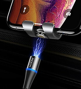 Rock 3 in1 Magnetic 3A Braided Fast Charge & Sync Cable for Apple Android gallery