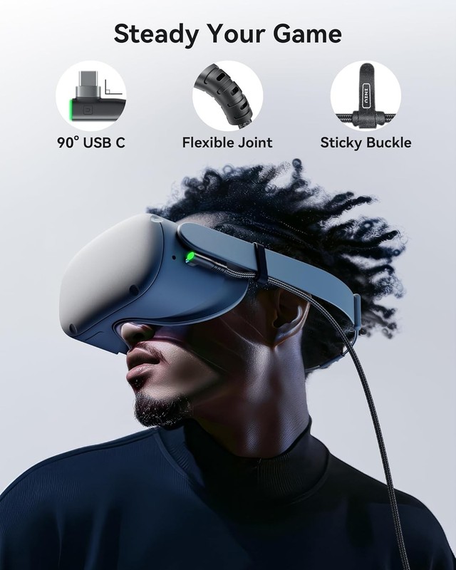 16ft Link Cable with Charging Port – USB-C VR Cable for Oculus Quest 3/2, Pico 4 gallery