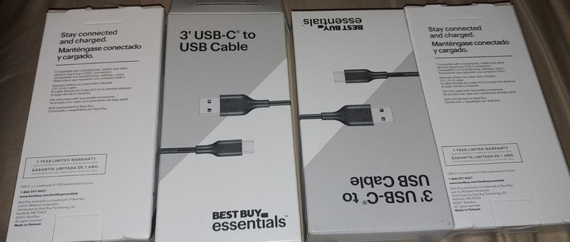 4PCS Best Buy Essentials 3 foot USB-C to USB A Cable Black