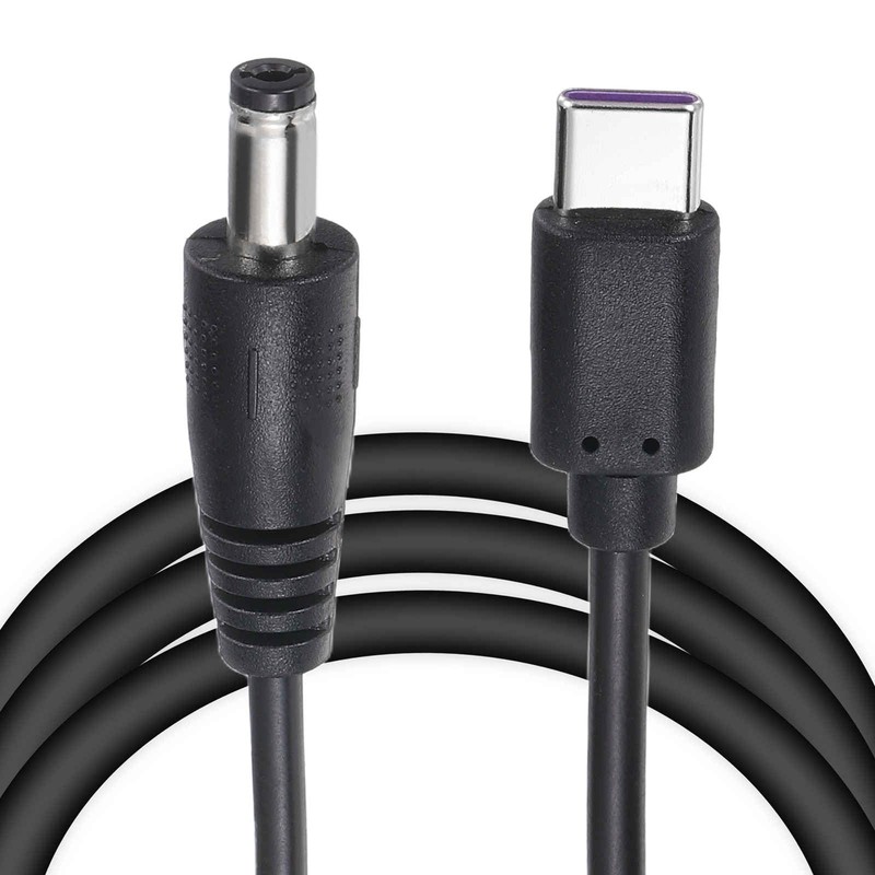 3.3 FT Black USB C To DC 5.5×2.1mm PD Fast Power Charging Cable 27W/9V 3A Plug