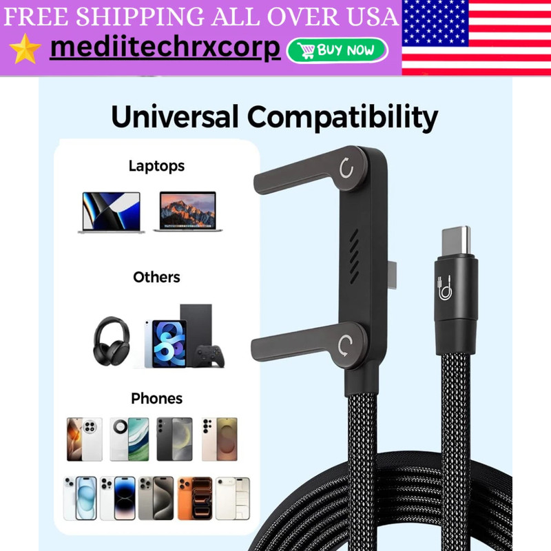240W Fast Charging Cord USB C to USB C Cable Invisible Stand Charger Cable 5FT