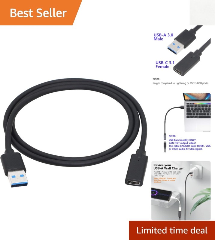 Versatile USB 3.0 Type A to C Converter – 3ft Length for Comfort and Convenience