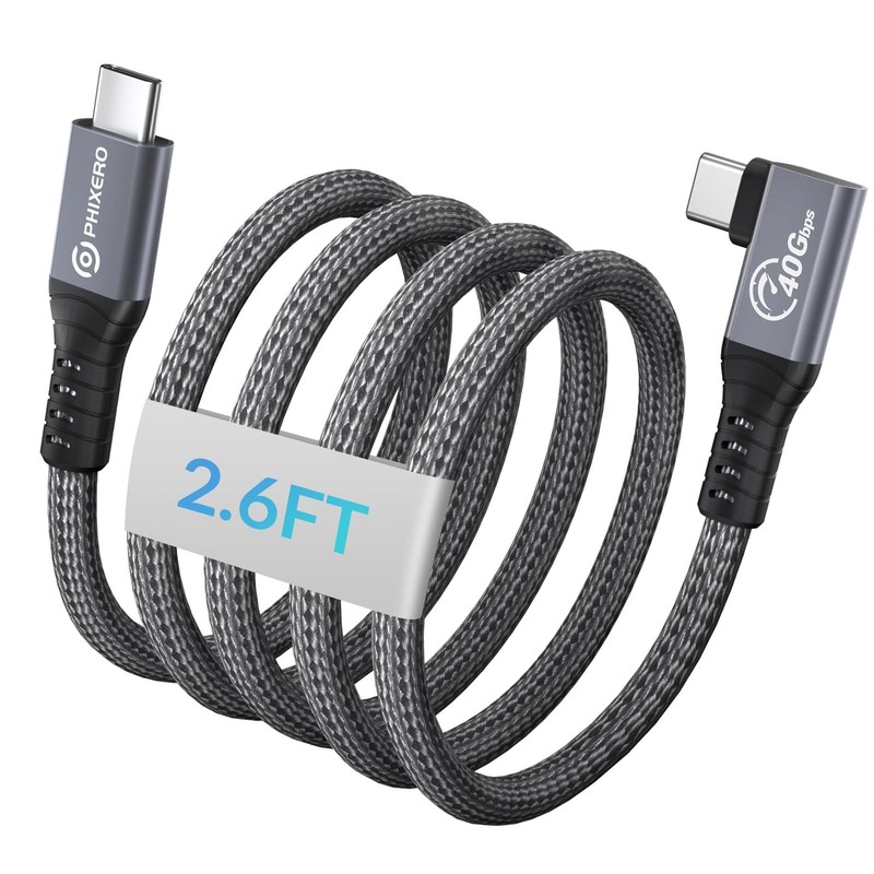Thunderbolt 4 Cable 2.62ft, Right Angle USB4 With 40Gbps Data Transfer, PD100...