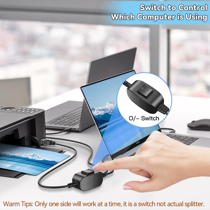 Printer Splitter for Computers USB A Splitter 1 in 2 Out for Share Printer/Sc... gallery