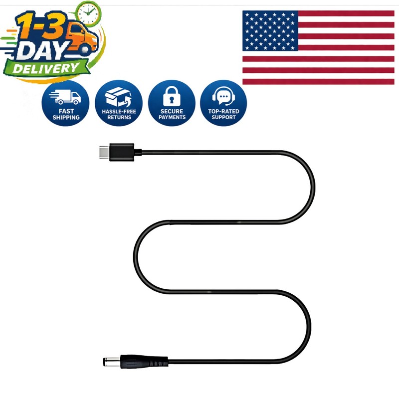 Convenient USB C to DC Converter Cable – 5 Feet for 12V Devices, Portable Design