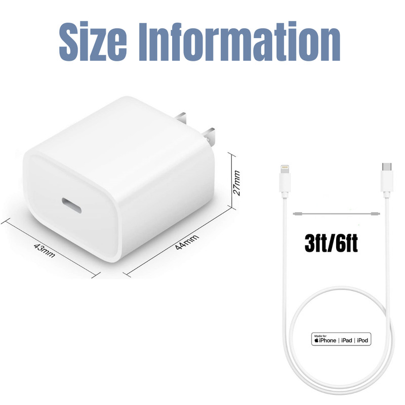 20W Type-C PD Fast Charger Wall Plug Adapter Charging Cable For iPhone 13/12/11 gallery