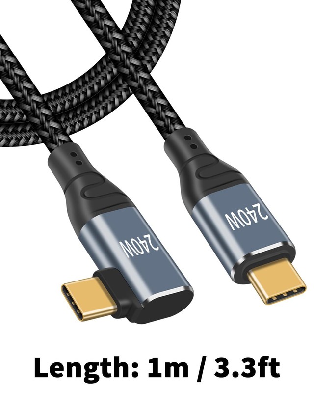 3.3ft Right Angle USB C to USB C Cable 240W Type C Male to Male Fast Charging gallery