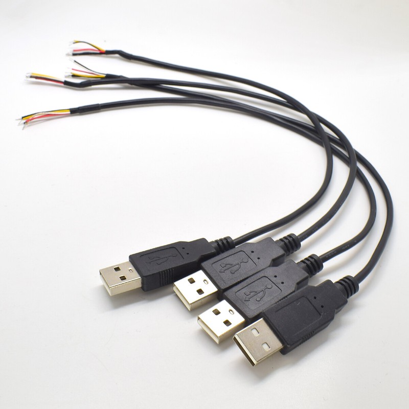 10pcs 30cm/1ft USB 2.0 Male Plug 4 Wire Shield DIY Pigtail Cable Black gallery