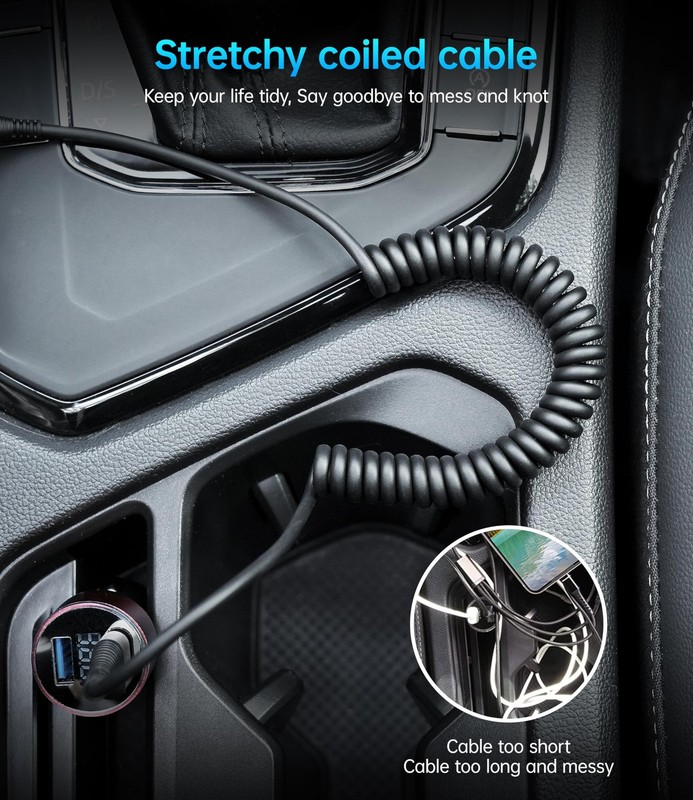 USB C to C 100W 3ft, 2Pack Coiled USB C Charger Cable for Car, Short Type C U... gallery