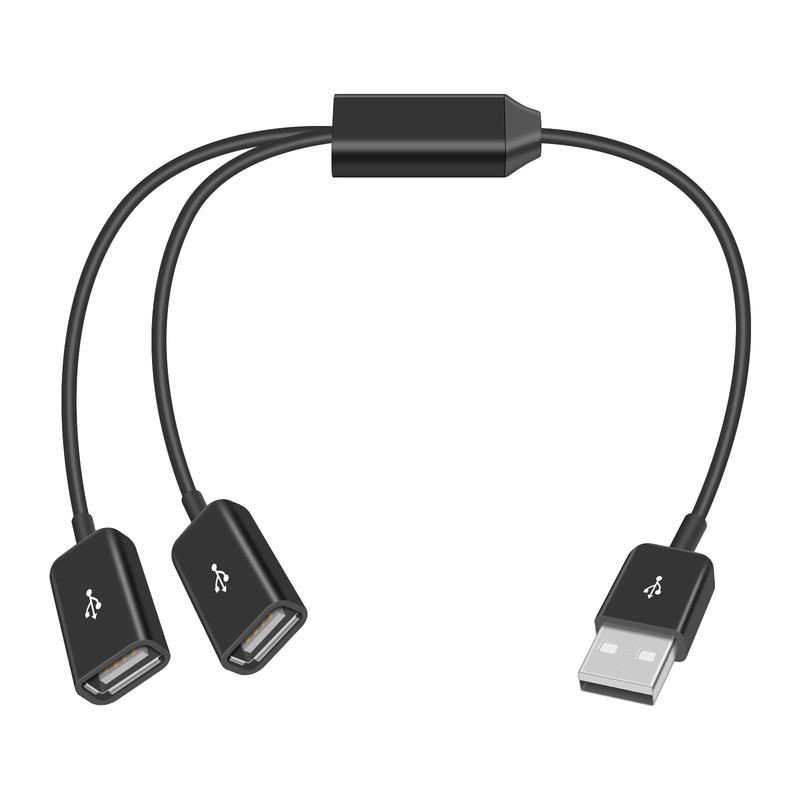 Upgraded USB Splitter Y Cable 1FT/30cm, USB 2.0 Male to 2 Female Extender Cor... gallery