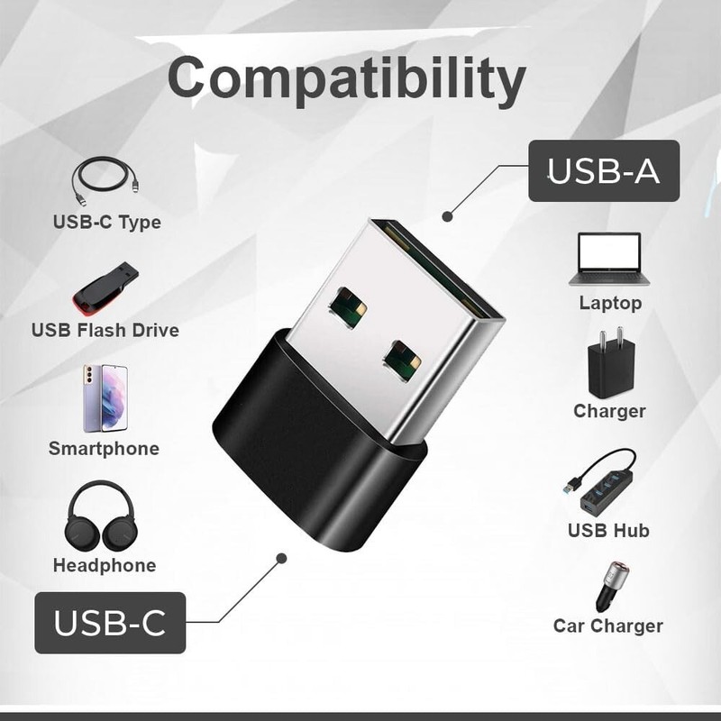 USB C Female to USB Male Adapter Type C to USB USB-C to A Converter- 3Pk, Black gallery