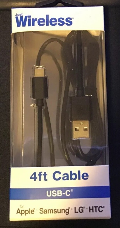 Just Wireless 4Ft USB Type-C Cable Black New