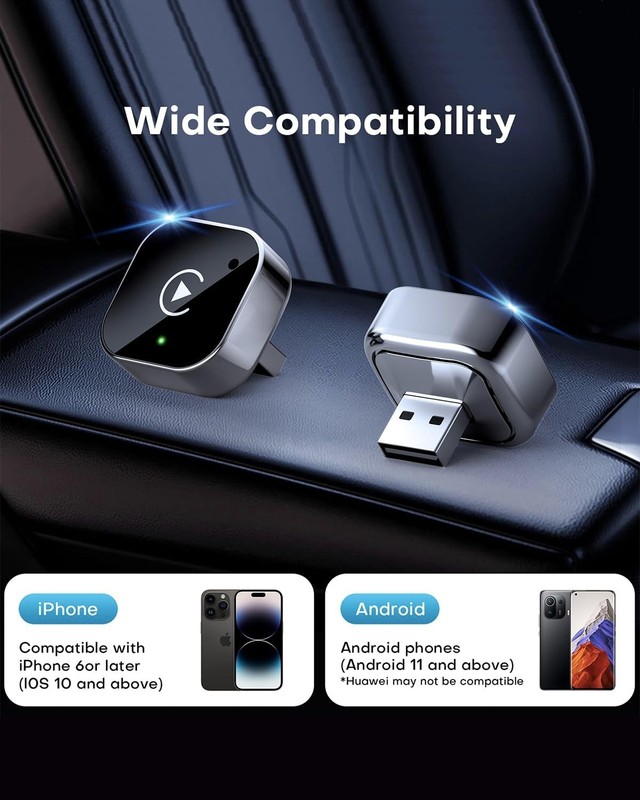 2025 Upgraded Mini Wireless CarPlay & Android Auto Adapter, 2-in-1 CarPlay Do... gallery