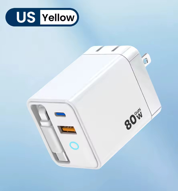 80W Super Fast Charge Type C USB Phone Charger With Telescopic USB C Cable