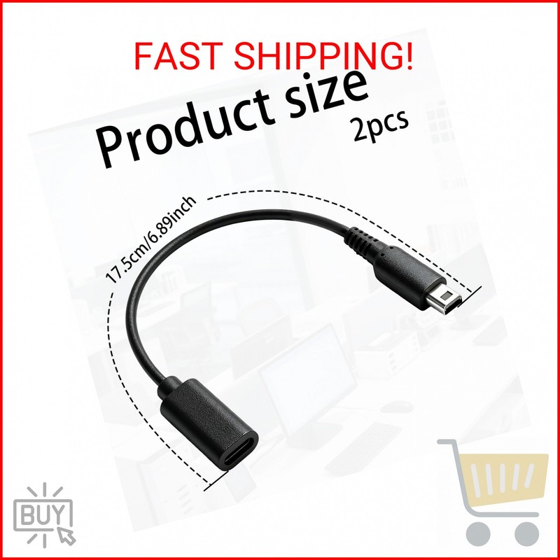 BTFO 2pcs USB Type-C to 3DS Charging Cable Adapter, Type C Charger Cord Compatib gallery
