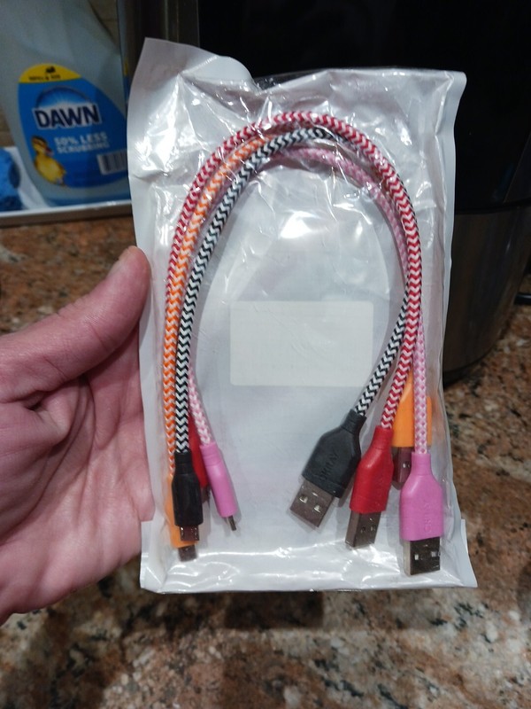 OKRAY 4pc. Micro USB Charging Cables Short Colorful Nylon Braided For Samsung.